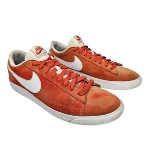 Nike Blazer Low Mens 11 Orange Suede Sneakers Skate Shoes